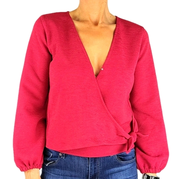 Madewell Texture & Thread Crepe Wrap Top Size Small Pink - Picture 3 of 6